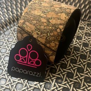 2 for $10 Paparazzi Cork Congo Brass Urban Bracelet Textured Tan Leather Cuff